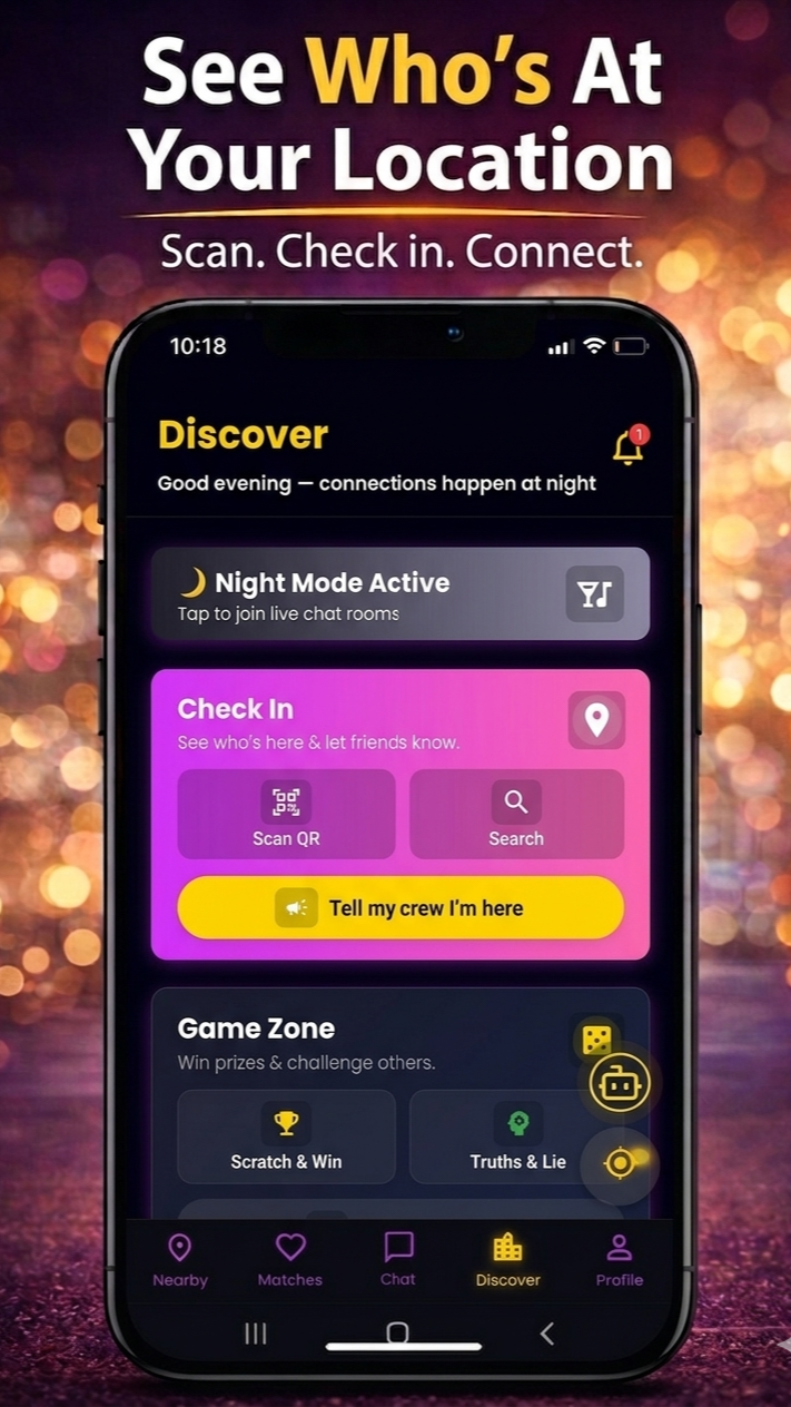 Discover and icebreaker games in Proximate app