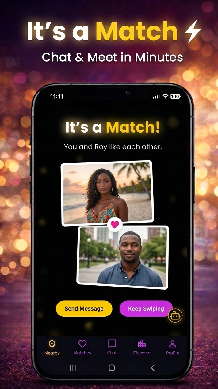 Instant matches feature in Proximate dating app