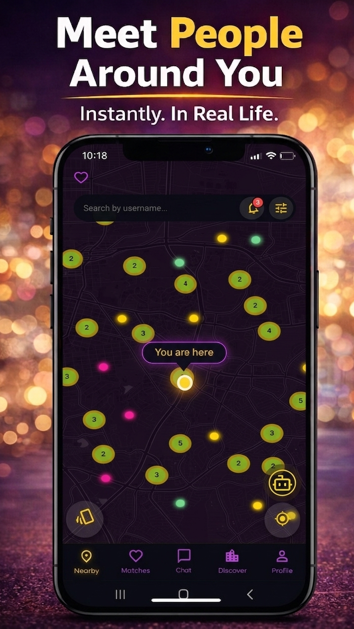 Live Presence map in Proximate app showing nearby users in South Africa